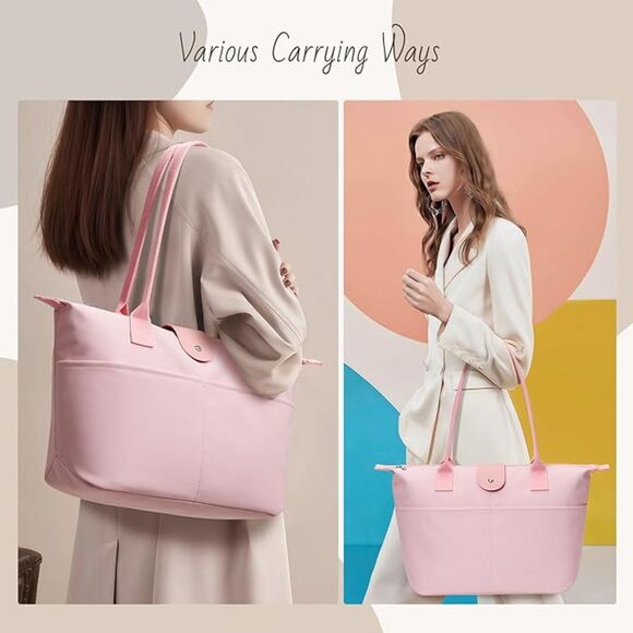 Women Pink Imported Casual Nylon Waterproof Lightweight Hobo Handbag - Picture 2 of 4